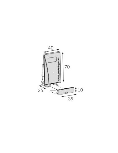 Pusher B40x70, 2N, with front 39x15 mm