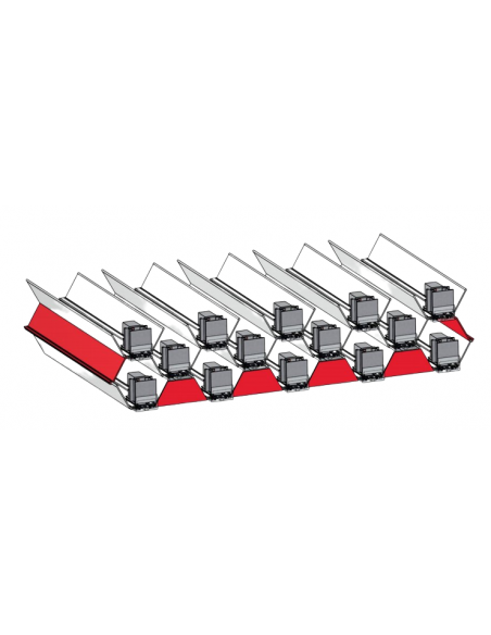 Optional faceplates can be installed on the lowest level of the honeycombs. The faceplates atach on to Adapter-T rails