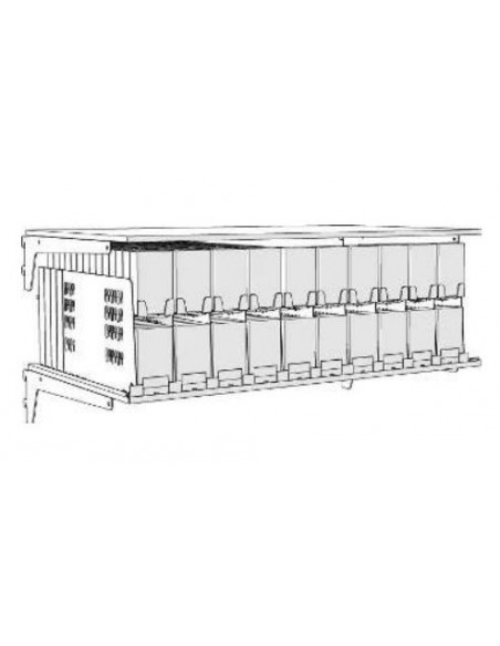 Duplex XL pusher set for 20 vertical display faces (10 rows of 2 levels each), depth 310 mm